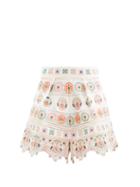 Matchesfashion.com Zimmermann - Brighton Embroidered Cotton Shorts - Womens - Orange Print