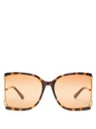 Matchesfashion.com Gucci - Oversized Tortoiseshell Effect Sunglasses - Womens - Black