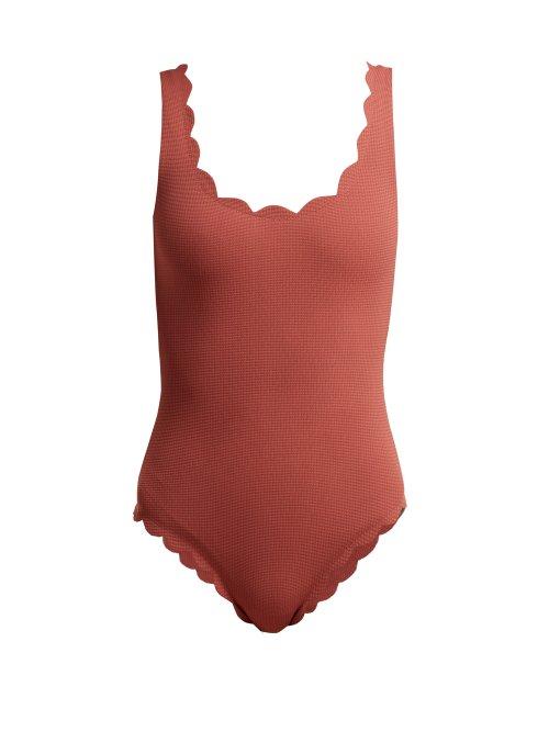 Matchesfashion.com Marysia - Palm Springs Scallop Edge Swimsuit - Womens - Dark Pink