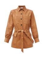 Matchesfashion.com Frame - Belted Leather Jacket - Womens - Camel