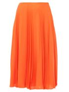 Matchesfashion.com Valentino - Pleated Silk Georgette Midi Skirt - Womens - Orange