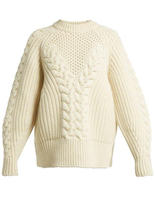 Matchesfashion.com Alexander Mcqueen - Aran Knit Wool Sweater - Womens - Ivory