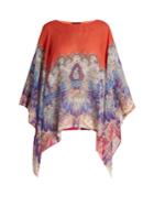 Etro Paisley-print Round-neck Silk Poncho