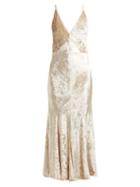 Matchesfashion.com Gabriela Hearst - Bridget Herringbone Velvet Slip Dress - Womens - Beige