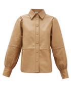 Matchesfashion.com Ganni - Panelled Leather Shirt - Womens - Beige