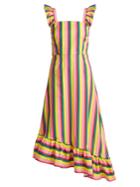 Staud Valentina Asymmetric Cotton-poplin Dress
