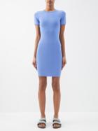 Flore Flore - Car Ribbed Organic-cotton Jersey Dress - Womens - Light Blue