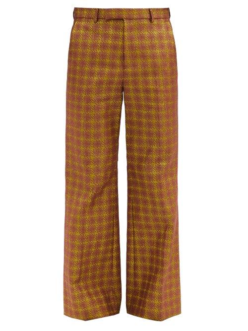 Matchesfashion.com Gucci - Check Cotton-blend Flared-leg Trousers - Mens - Brown Multi