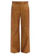 Matchesfashion.com Gucci - Check Cotton-blend Flared-leg Trousers - Mens - Brown Multi
