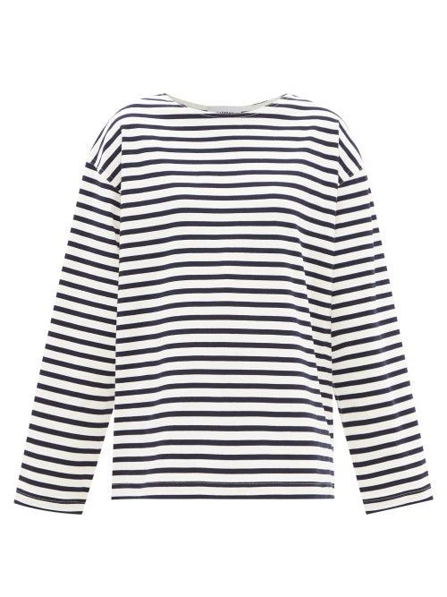 Matteau - Breton Striped Cotton-jersey T-shirt - Womens - Navy Stripe