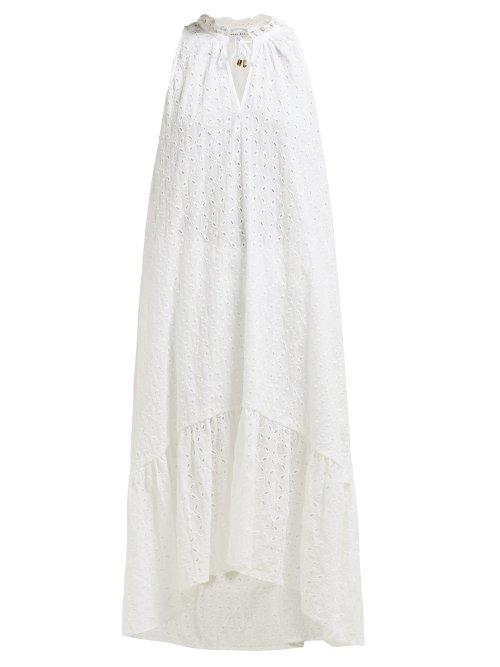 Matchesfashion.com Heidi Klein - Malta Broderie Anglaise Cotton Midi Dress - Womens - White