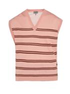 Matchesfashion.com Lanvin - Striped V Neck Wool Blend Sweater - Mens - Light Pink