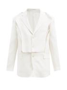 Matchesfashion.com Maison Margiela - Slashed Mohair-blend Grain De Poudre Blazer - Mens - White