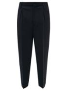 Raey - Exaggerated Peg-leg Virgin-wool Trousers - Mens - Navy