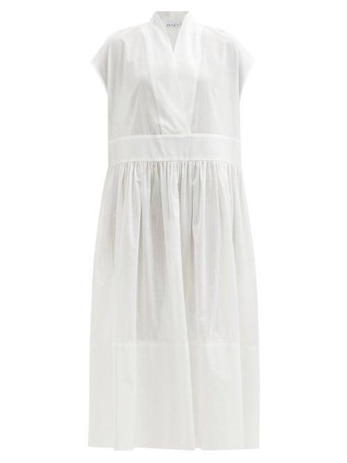 Matchesfashion.com Raey - Sheer Striped Relaxed Cotton Dress - Womens - White