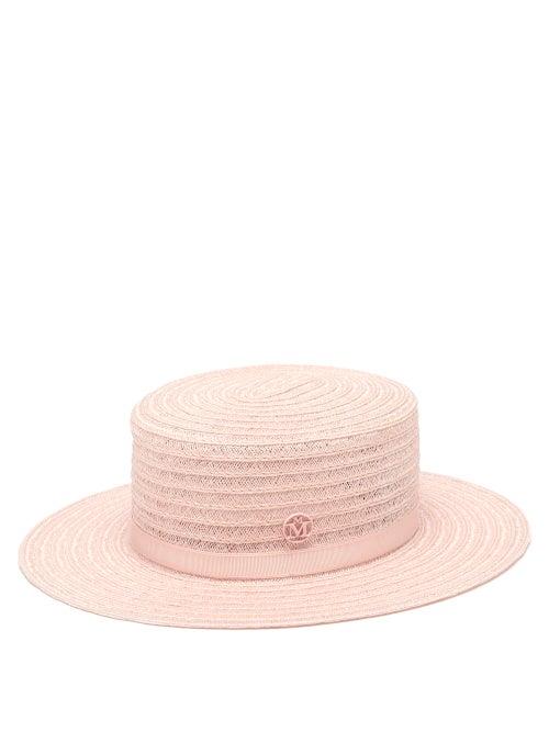 Matchesfashion.com Maison Michel - Kiki Hemp-straw Boater Hat - Womens - Light Pink