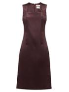 Matchesfashion.com Bottega Veneta - Square-neck Satin Midi Dress - Womens - Burgundy