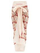 Agua By Agua Bendita - Lavanda Silk And Cotton-blend Sarong - Womens - Ivory Multi