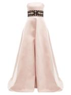 Matchesfashion.com Prada - Crystal Waistband Silk Satin Gown - Womens - Pink Multi