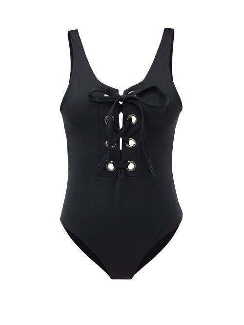 Matchesfashion.com Mara Hoffman - Desa Laced Recycled Fibre-blend Swimsuit - Womens - Black