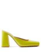 Bottega Veneta - Supergloss Square-toe Leather Mules - Womens - Green