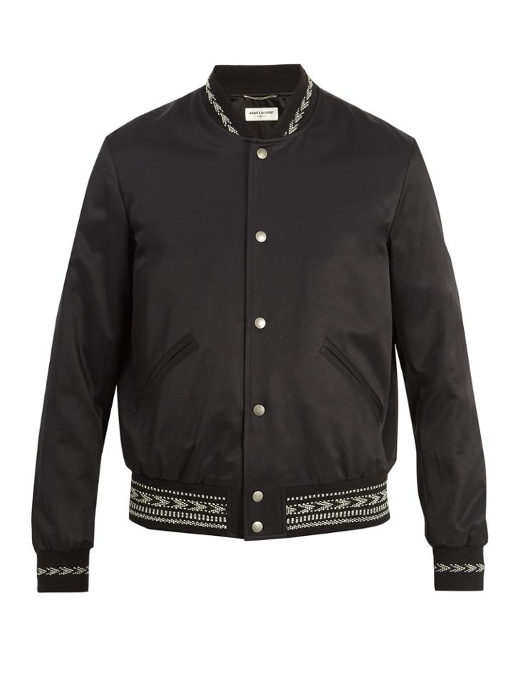 Saint Laurent Embroidered-trim Bomber Jacket