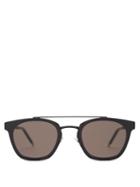 Matchesfashion.com Saint Laurent - Round Frame Top Bar Metal Sunglasses - Womens - Black