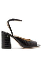 Matchesfashion.com Jimmy Choo - Jassidy Peep-toe Crocodile-effect Leather Sandals - Womens - Black