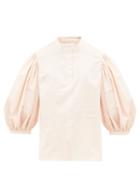 Matchesfashion.com See By Chlo - Balloon-sleeve Stripe-jacquard Cotton Blouse - Womens - Light Pink