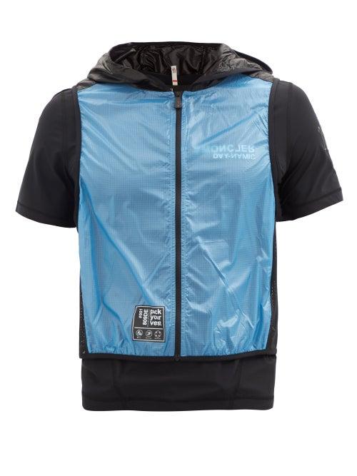 Moncler Grenoble - Two-in-one Technical Mesh And Jersey T-shirt - Mens - Black