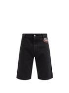 Matchesfashion.com Raf Simons - Youth Against-appliqu Denim Shorts - Mens - Black