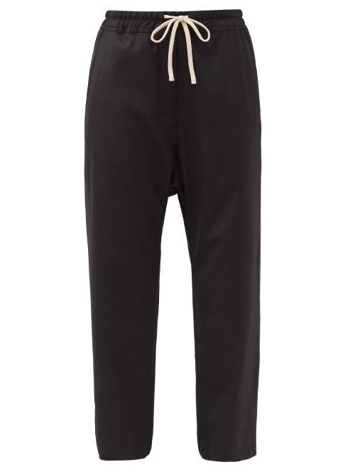 Matchesfashion.com Nili Lotan - Aida Drawstring Cropped Wool-blend Twill Trousers - Womens - Black