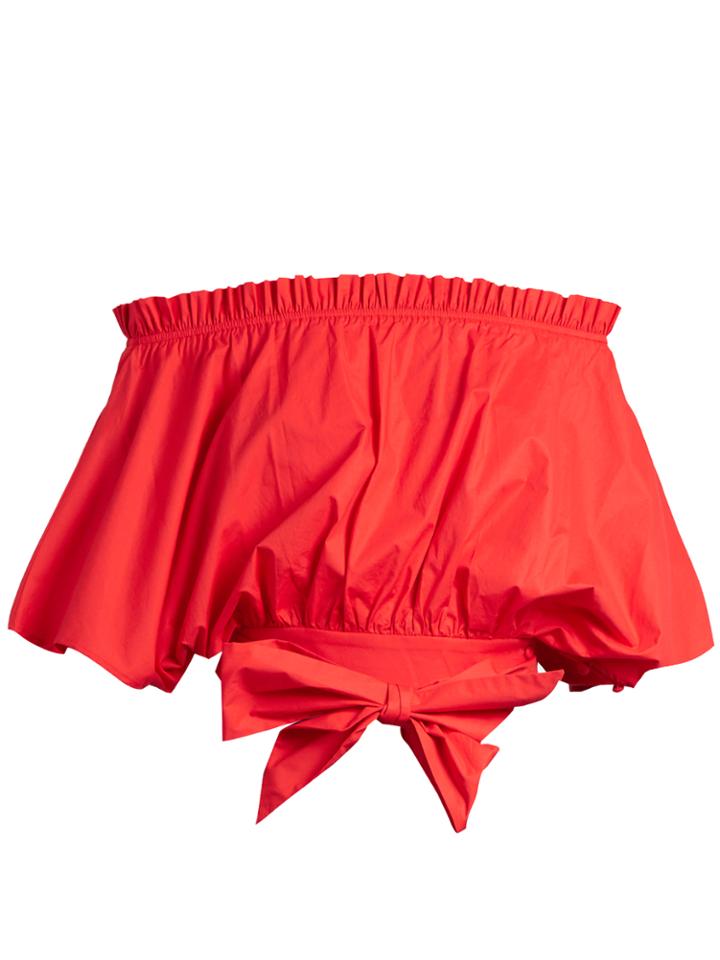 Saloni Drew Off-the-shoulder Tie-hem Top