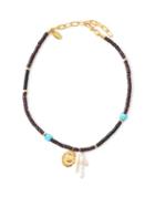 Matchesfashion.com Lizzie Fortunato - Etruscan Gold-plated Beaded Necklace - Womens - Black Multi