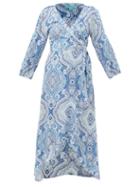 Melissa Odabash - Taylor Paisley-print Voile Challis Dress - Womens - Blue Print