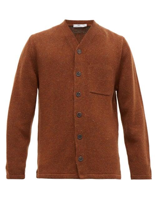 Matchesfashion.com Inis Mein - High V Neck Merino Blend Cardigan - Mens - Brown