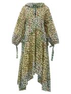 Matchesfashion.com Juliet Dunn - Neck Tie Leopard Print Cotton Dress - Womens - Green Print