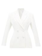 Matchesfashion.com Sara Battaglia - Double-breasted Satin Jacket - Womens - White