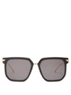 Matchesfashion.com Bottega Veneta - Square Acetate And Metal Sunglasses - Womens - Black Grey