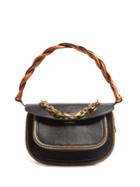 Marni Titan Medium Snakeskin-trimmed Leather Bag