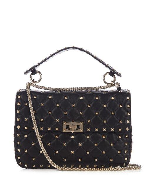 Matchesfashion.com Valentino - Rockstud Spike Medium Quilted Leather Shoulder Bag - Womens - Black