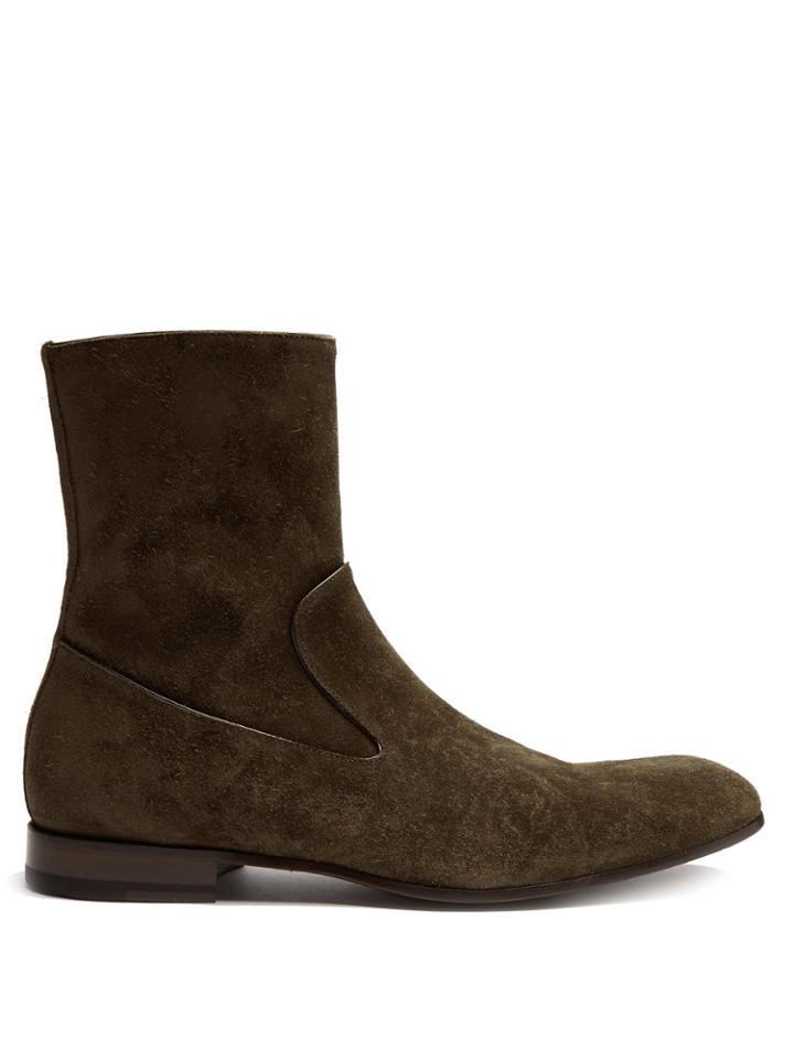Alexander Mcqueen Zip-up Suede Ankle Boots
