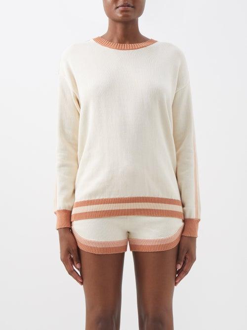 The Upside - Kickstart Organic-cotton Knitted Sweater - Womens - Cream Pink