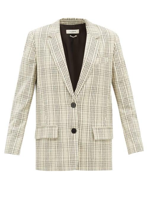 Isabel Marant Toile - Ilindo Check Cotton-blend Boucl Blazer - Womens - Ivory Multi