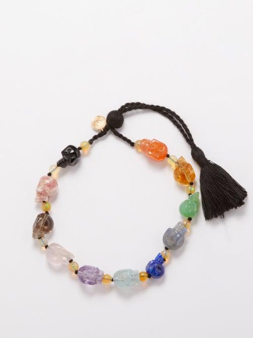 Jade Jagger - Skull Opal, Rhodochrosite & 18kt Gold Bracelet - Womens - Black Multi