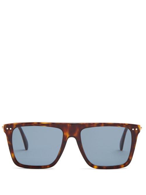 Matchesfashion.com Celine Eyewear - Squared Aviator Frame Acetate Sunglasses - Womens - Tortoiseshell
