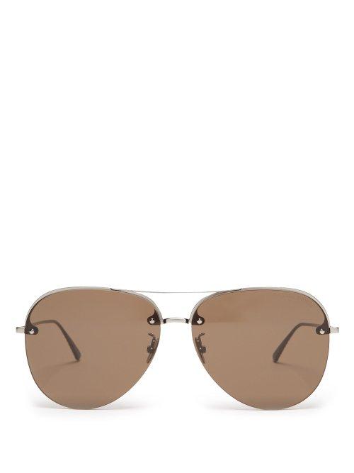 Matchesfashion.com Bottega Veneta - Aviator Metal Sunglasses - Mens - Silver