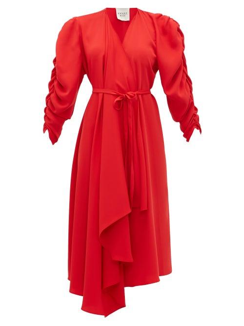 Matchesfashion.com A.w.a.k.e. Mode - Gathered Sleeve Wrap Dress - Womens - Red