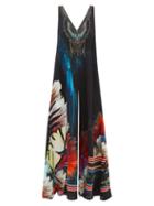 Matchesfashion.com Camilla - Floral-print Crystal-embellished Silk Jumpsuit - Womens - Black Print
