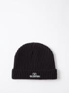 Valentino Garavani - Embroidered-logo Wool Beanie - Mens - Black